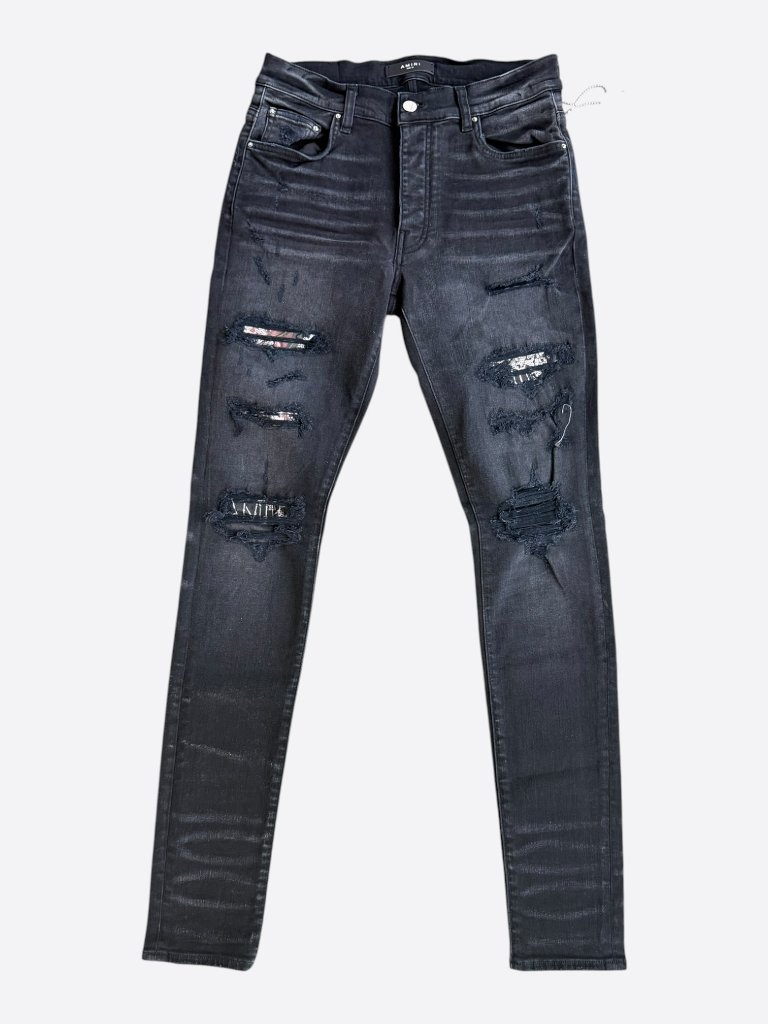 Amiri Aged Black & Hibiscus Patch Jeans